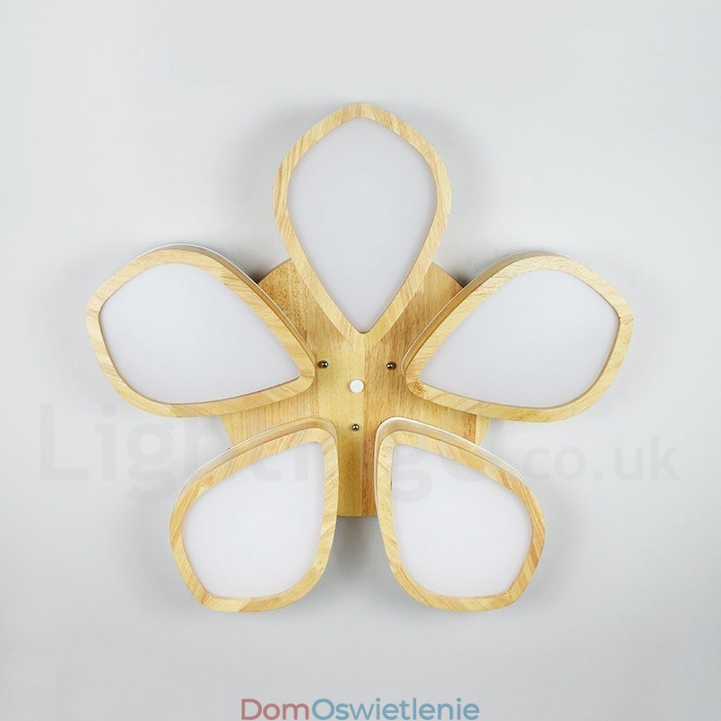 Lampa sufitowa z płatkami drewna z akrylowym kloszem Lampa sufitowa w stylu nordyckim