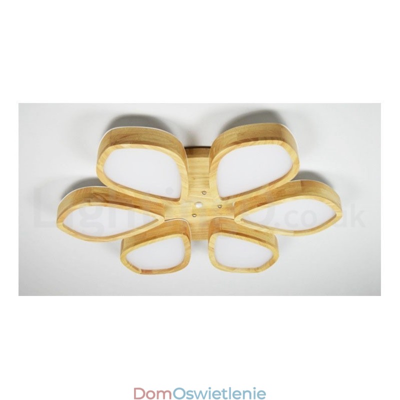 Lampa sufitowa z płatkami drewna z akrylowym kloszem Lampa sufitowa w stylu nordyckim
