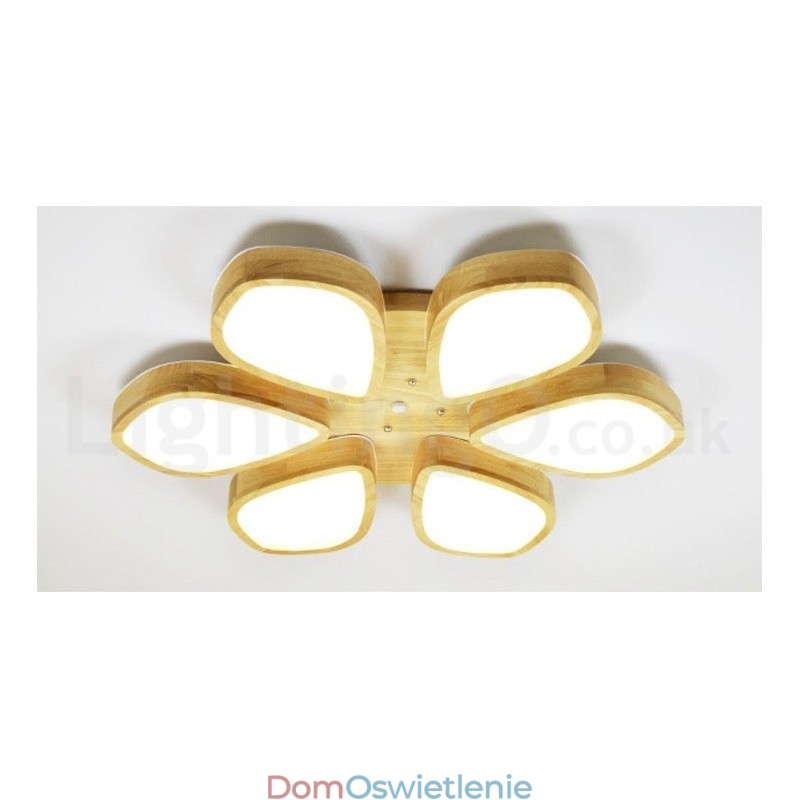 Lampa sufitowa z płatkami drewna z akrylowym kloszem Lampa sufitowa w stylu nordyckim