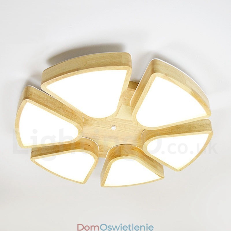 Lampa sufitowa z płatkami drewna z akrylowym kloszem Lampa sufitowa w stylu nordyckim