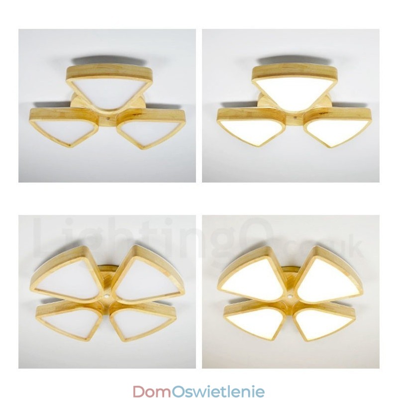 Lampa sufitowa z płatkami drewna z akrylowym kloszem Lampa sufitowa w stylu nordyckim
