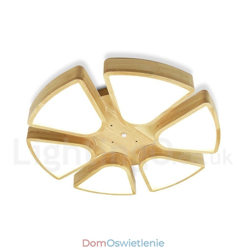 Lampa sufitowa z płatkami drewna z akrylowym kloszem Lampa sufitowa w stylu nordyckim