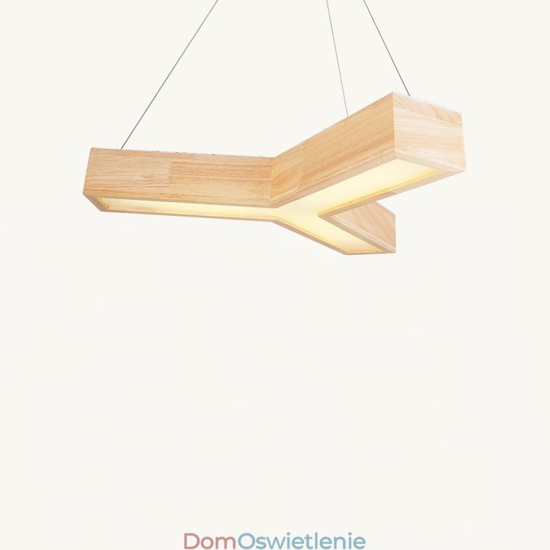 Drewniana nowoczesna lampa wisząca w kształcie trójkąta