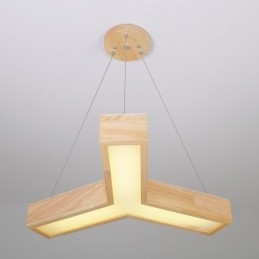 Drewniana nowoczesna lampa wisząca w kształcie trójkąta