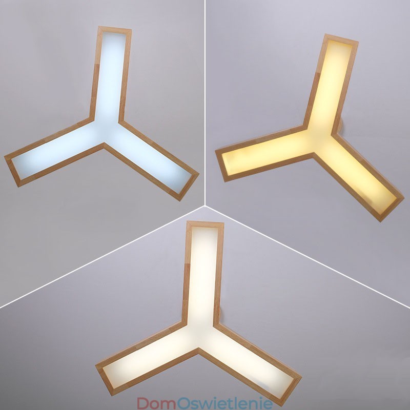 Drewniana nowoczesna lampa wisząca w kształcie trójkąta