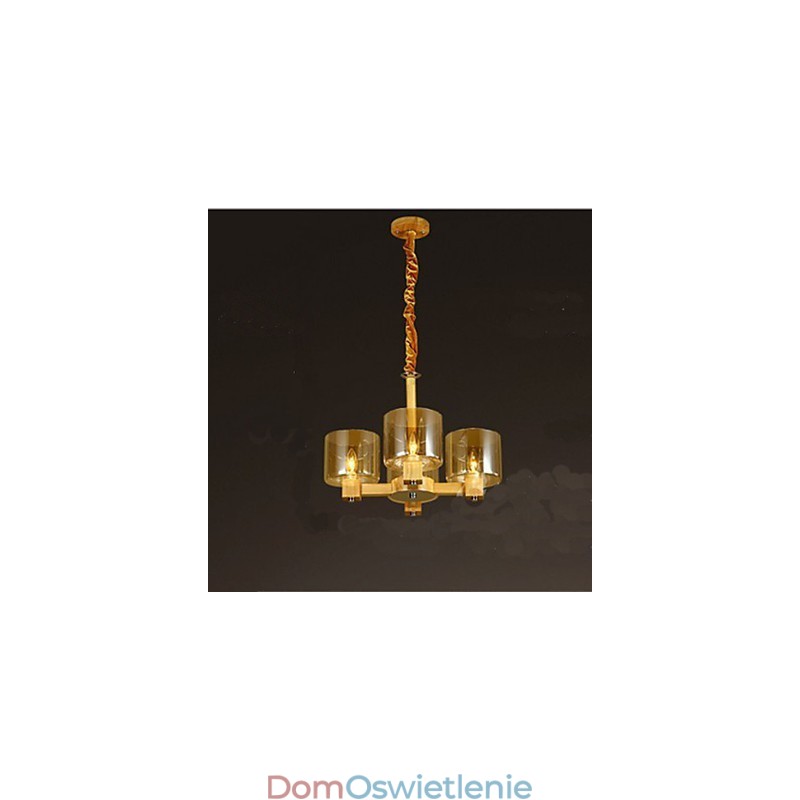 Modna lampa wisząca stół drewniany szklany pokrowiec