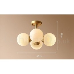 4 światła Pure Brass Modern Contemporary Simple Rustic Retro Vintage Flush Mount Sufitowa lampa z kloszami szklanymi