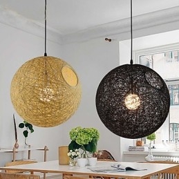 Wiejska prosta nowoczesna lampa pasterska lampa rattanowa żyrandol z kulą konopną