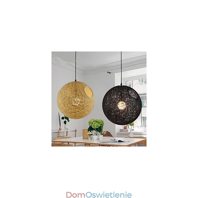 Wiejska prosta nowoczesna lampa pasterska lampa rattanowa żyrandol z kulą konopną