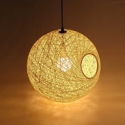 Wiejska prosta nowoczesna lampa pasterska lampa rattanowa żyrandol z kulą konopną