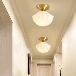 Czysty mosiądz Rustykalny Lodge Nordic Style Lampy sufitowe montowane na płasko z kloszem szklanym