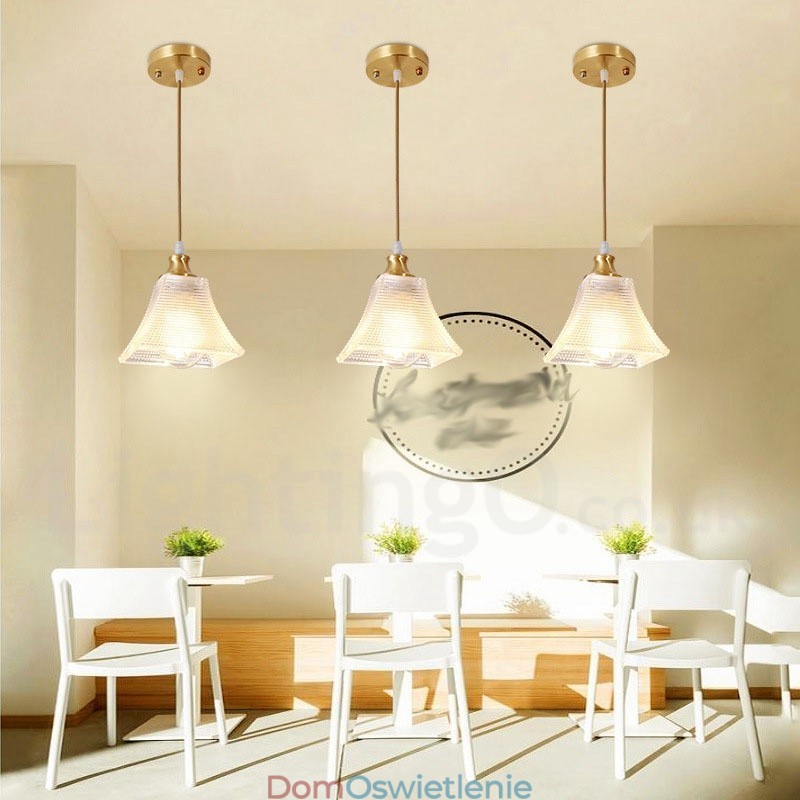 Wisząca lampa rustykalna Lodge w stylu nordyckim z czystego mosiądzu z kloszem szklanym