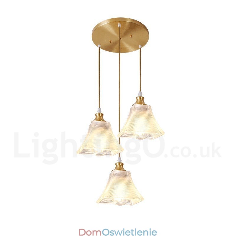 Wisząca lampa rustykalna Lodge w stylu nordyckim z czystego mosiądzu z kloszem szklanym
