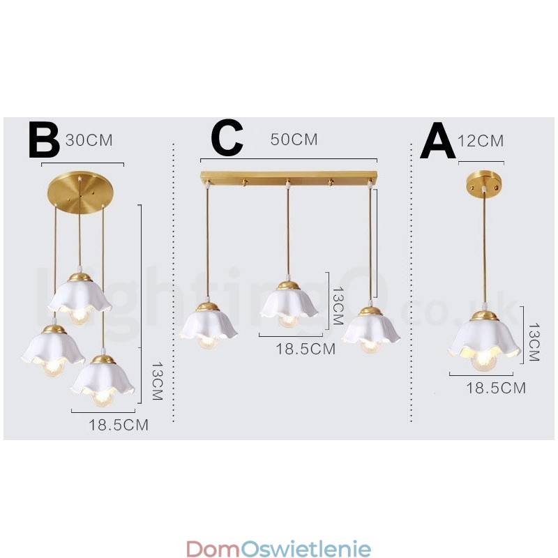 Wisząca lampa rustykalna Lodge w stylu nordyckim z czystego mosiądzu z kloszem ceramicznym