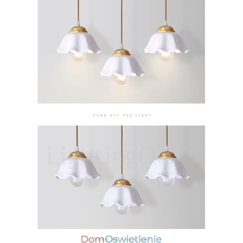 Wisząca lampa rustykalna Lodge w stylu nordyckim z czystego mosiądzu z kloszem ceramicznym
