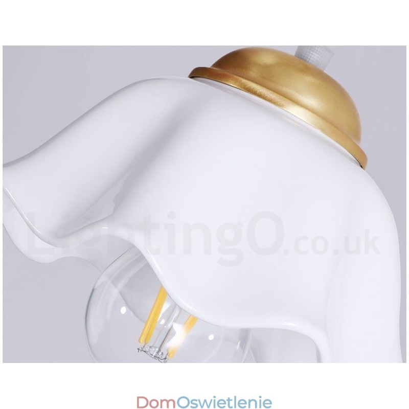 Wisząca lampa rustykalna Lodge w stylu nordyckim z czystego mosiądzu z kloszem ceramicznym