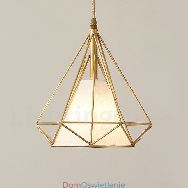 Wisząca lampa rustykalna Lodge w stylu nordyckim z czystego mosiądzu z kloszem z tkaniny