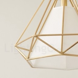Wisząca lampa rustykalna Lodge w stylu nordyckim z czystego mosiądzu z kloszem z tkaniny