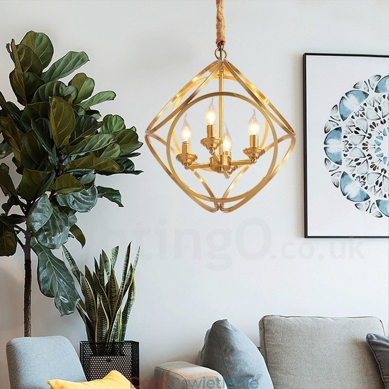 Czysta mosiężna lampa wisząca w stylu rustykalnym Lodge w stylu nordyckim