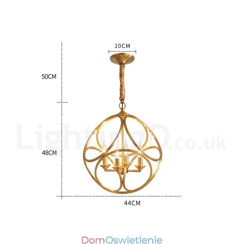 Czysta mosiężna lampa wisząca w stylu rustykalnym Lodge w stylu nordyckim