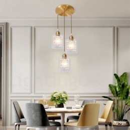 Wisząca lampa rustykalna Lodge w stylu nordyckim z czystego mosiądzu z kloszem szklanym