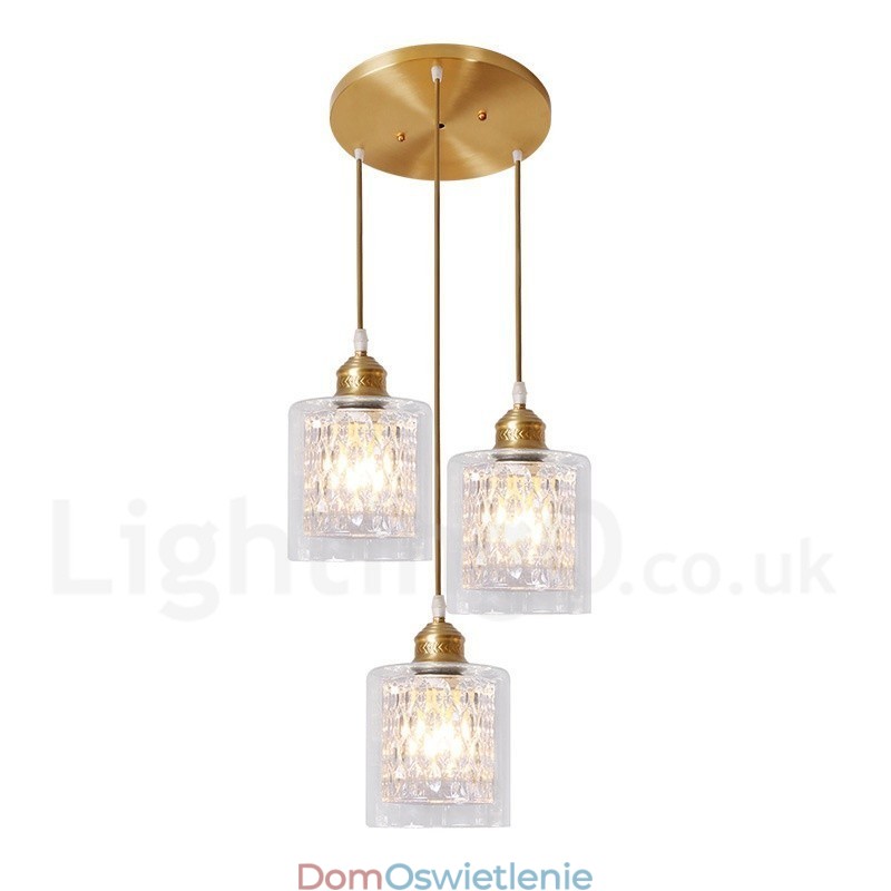 Wisząca lampa rustykalna Lodge w stylu nordyckim z czystego mosiądzu z kloszem szklanym