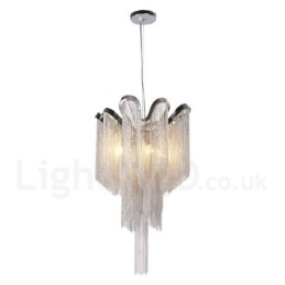 Aluminiowe frędzle żyrandol designerski wisząca lampa srebrny kolor