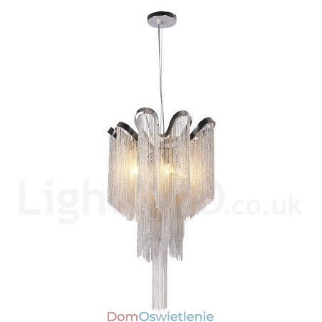 Aluminiowe frędzle żyrandol designerski wisząca lampa srebrny kolor Aluminiowe frędzle żyrandol designerski wisząca lampa srebrny kolor