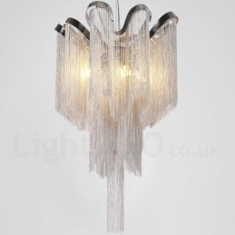 Aluminiowe frędzle żyrandol designerski wisząca lampa srebrny kolor