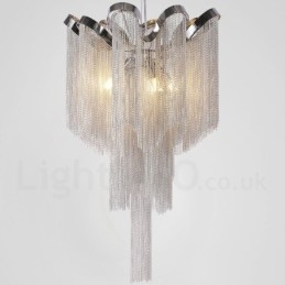 Aluminiowe frędzle żyrandol designerski wisząca lampa srebrny kolor