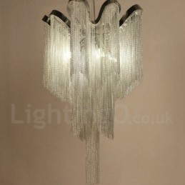Aluminiowe frędzle żyrandol designerski wisząca lampa srebrny kolor