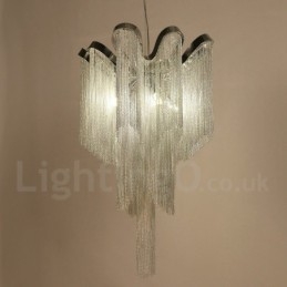 Aluminiowe frędzle żyrandol designerski wisząca lampa srebrny kolor