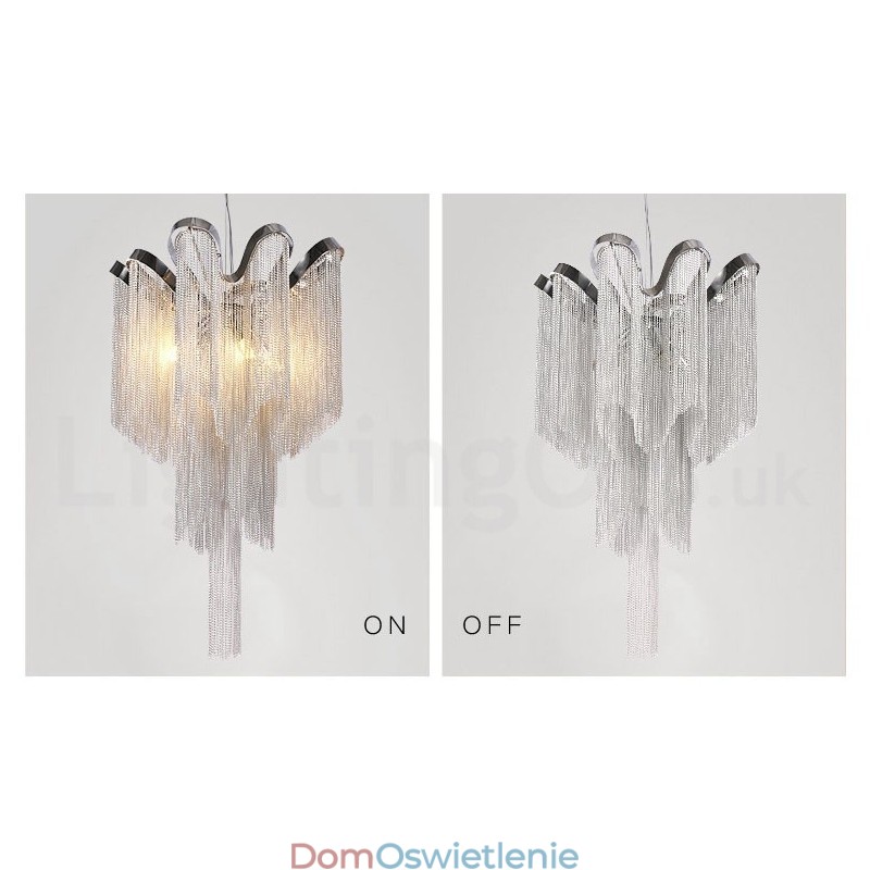 Aluminiowe frędzle żyrandol designerski wisząca lampa srebrny kolor