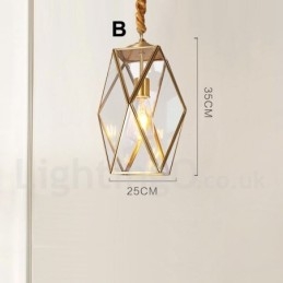 Wisząca lampa rustykalna Lodge w stylu nordyckim z czystego mosiądzu z kloszem szklanym