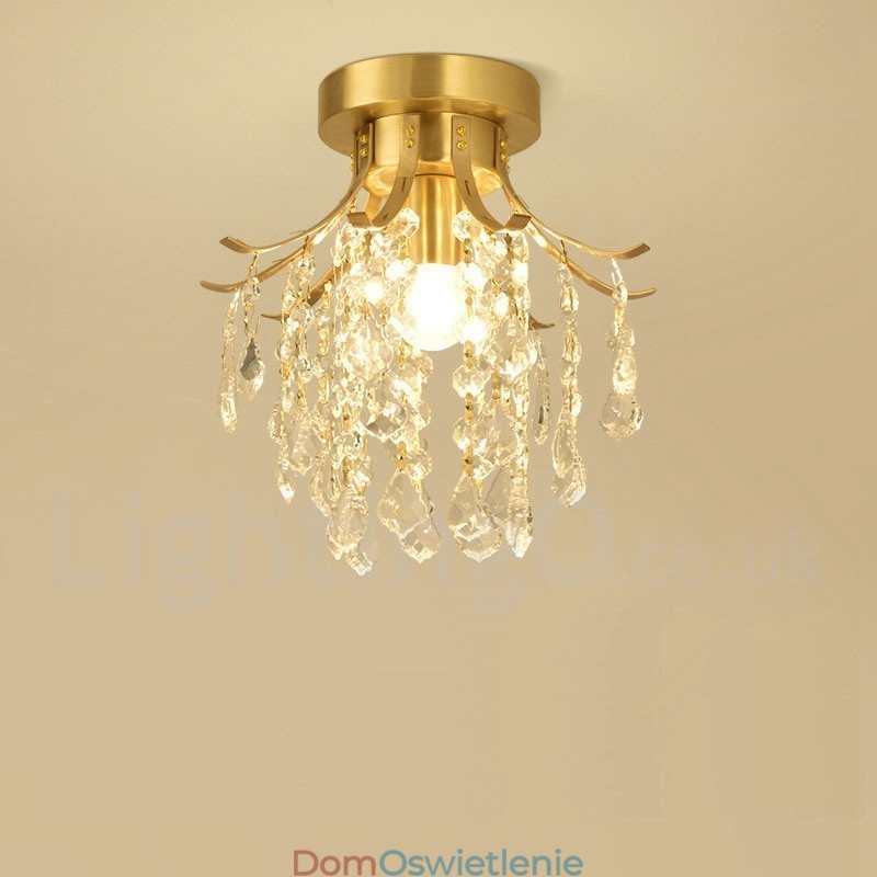 Czysty mosiądz Rustykalny Lodge Nordic Style Flush Mount Kryształowe lampy sufitowe