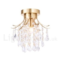Czysty mosiądz Rustykalny Lodge Nordic Style Flush Mount Kryształowe lampy sufitowe