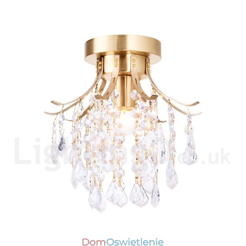 Czysty mosiądz Rustykalny Lodge Nordic Style Flush Mount Kryształowe lampy sufitowe