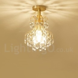 Czysty mosiądz Rustykalny Lodge Nordic Style Flush Mount Kryształowe lampy sufitowe