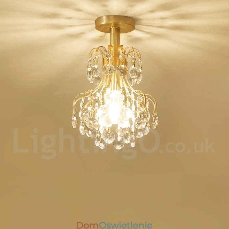 Czysty mosiądz Rustykalny Lodge Nordic Style Flush Mount Kryształowe lampy sufitowe