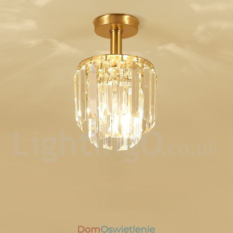 Czysty mosiądz Rustykalny Lodge Nordic Style Flush Mount Kryształowe lampy sufitowe
