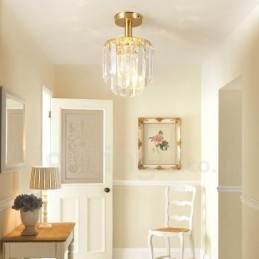 Czysty mosiądz Rustykalny Lodge Nordic Style Flush Mount Kryształowe lampy sufitowe