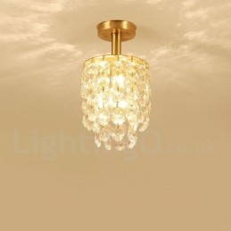 Czysty mosiądz Rustykalny Lodge Nordic Style Flush Mount Kryształowe lampy sufitowe