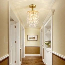 Czysty mosiądz Rustykalny Lodge Nordic Style Flush Mount Kryształowe lampy sufitowe
