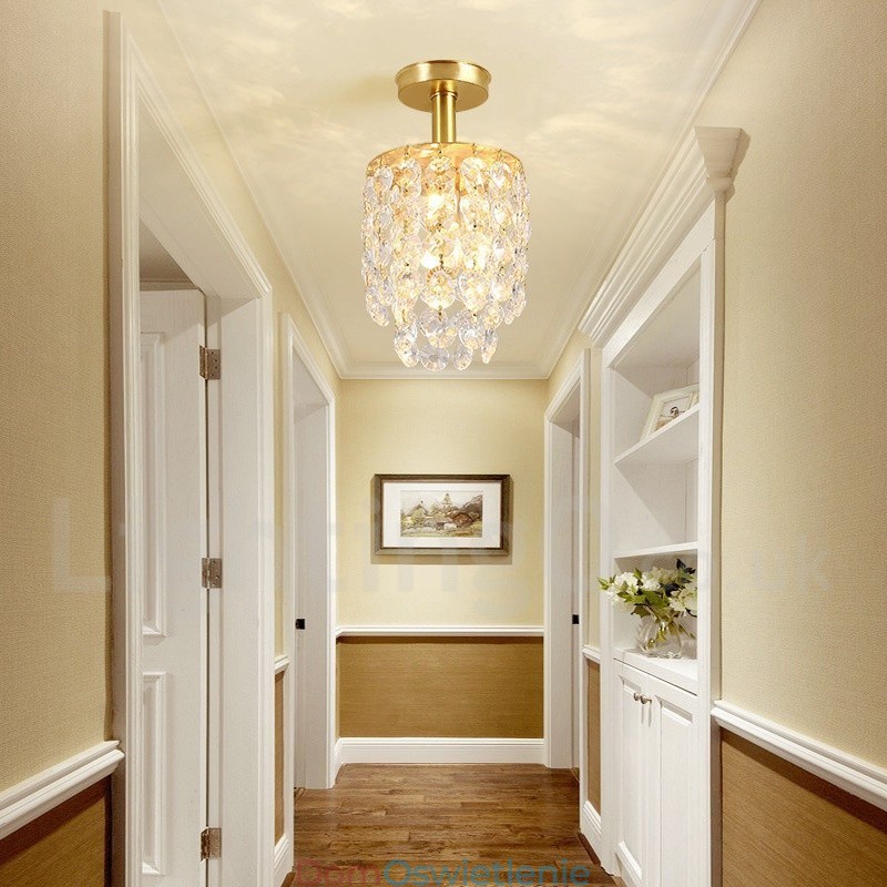 Czysty mosiądz Rustykalny Lodge Nordic Style Flush Mount Kryształowe lampy sufitowe
