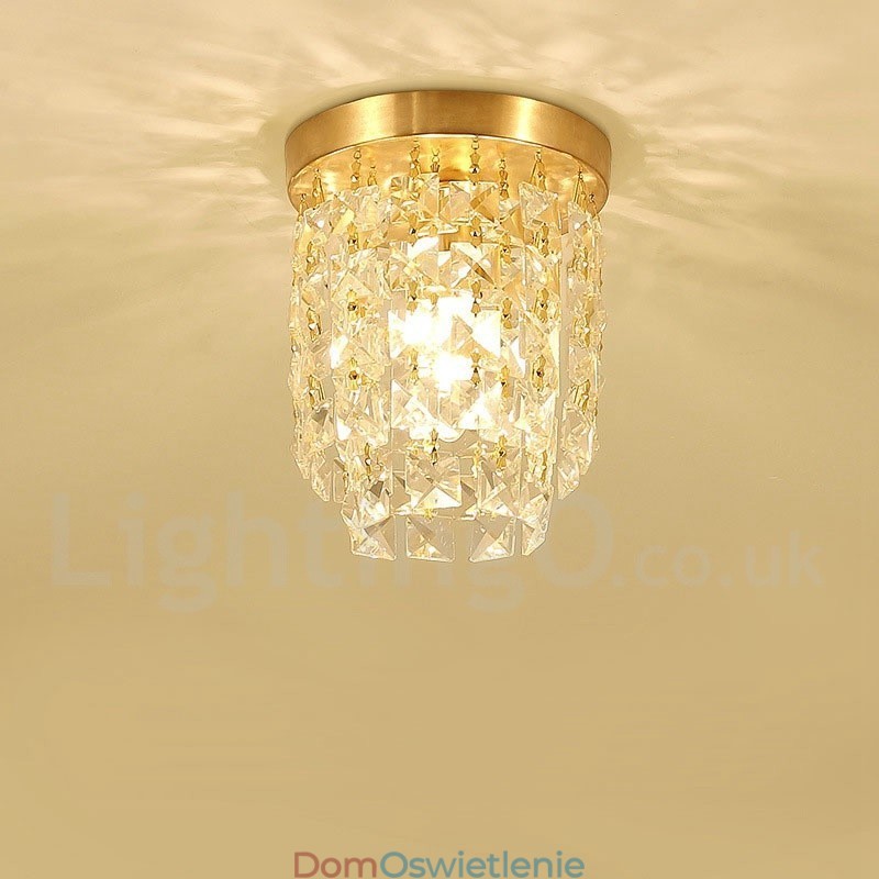 Czysty mosiądz Rustykalny Lodge Nordic Style Flush Mount Kryształowe lampy sufitowe