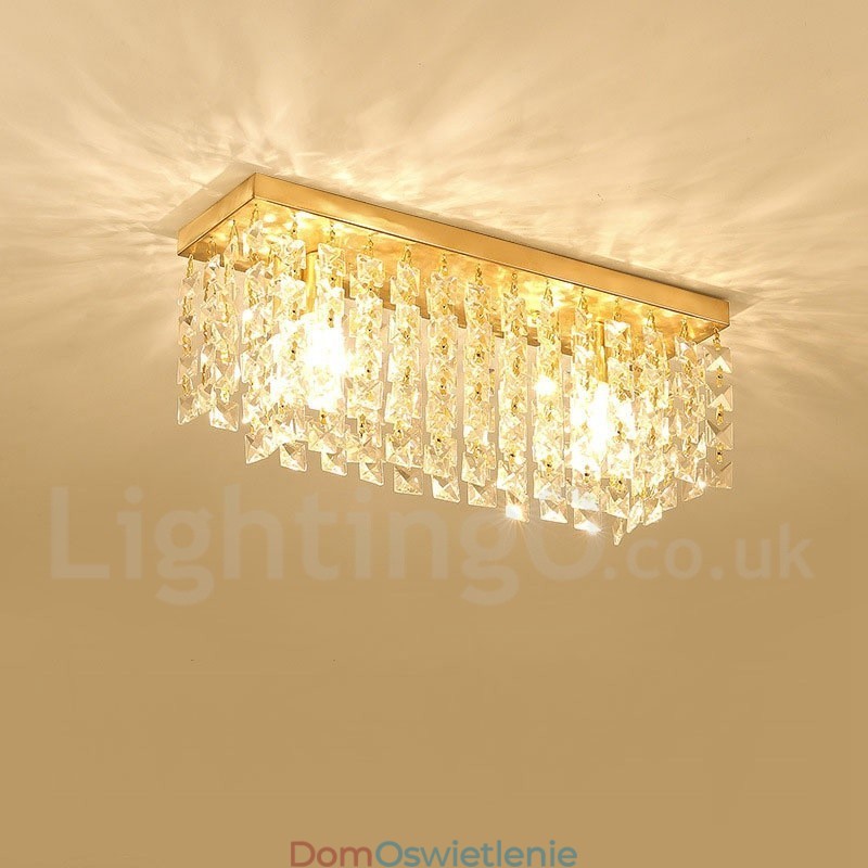 Czysty mosiądz Rustykalny Lodge Nordic Style Flush Mount Kryształowe lampy sufitowe