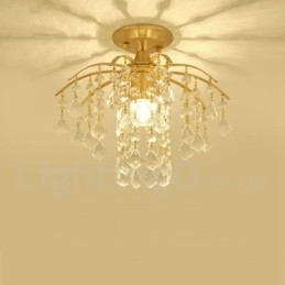 Czysty mosiądz Rustykalny Lodge Nordic Style Flush Mount Kryształowe lampy sufitowe
