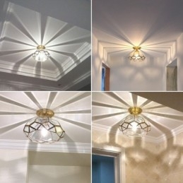 Czysta mosiężna rustykalna lampa sufitowa w stylu nordyckim Lodge Flush Mount z kloszem szklanym