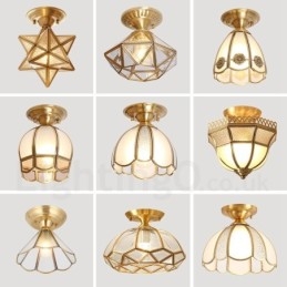 Czysta mosiężna rustykalna lampa sufitowa w stylu nordyckim Lodge Flush Mount z kloszem szklanym