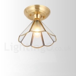 Czysta mosiężna rustykalna lampa sufitowa w stylu nordyckim Lodge Flush Mount z kloszem szklanym